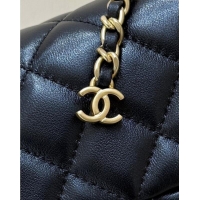 Modern Classic Chanel Shiny Lambskin Mini Flap Bag with CC Chain AS5759 Black 2025 Top Quality
