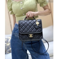 Discount Chanel Grained Shiny Calfskin Backpack AS5715 Black 2025 Top Quality