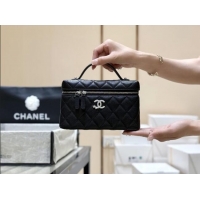Most Popular Chanel Shiny Grained Calfskin Vanity with Chain and Star AP4854 Black 2025 Top Quality