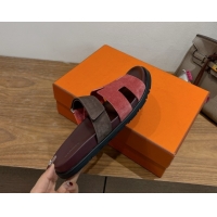 New Style Hermes Chypre Slide Sandals in Suede Pink/Brown 2025 H082008 0820077