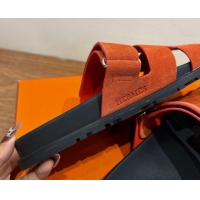 Design Cheap Hermes Chypre Slide Sandals in Suede Orange H082008 0820079