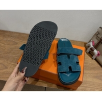 Grade Hermes Chypre Slide Sandals in Suede Dark Blue 2025 H082008 0820081