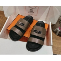Good Looking Hermes Jackson Flat Slides Sandal in Smooth Calfskin Khaki 2025 H082008 0820089