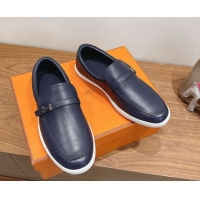 Best Product Hermes Like Loafers in Smooth Calfskin Dark Blue 2025 H082009 0820094