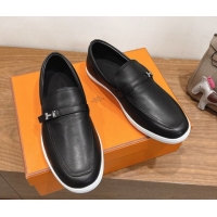 Sumptuous Hermes Like Loafers in Smooth Calfskin Black 2025 H082009 0820095