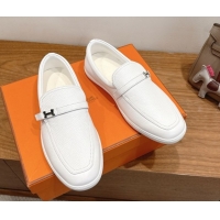 Purchase Hermes Like Loafers in Grained Calfskin White 2025 H082009 0820096