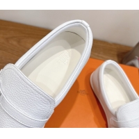 Purchase Hermes Like Loafers in Grained Calfskin White 2025 H082009 0820096