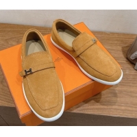 Best Grade Hermes Like Loafers in Suede Yellow 2025 H082009 0820103