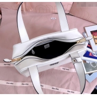 Big Discount Miu Miu Leather Top-Handle Bag 5BB182 White 2025