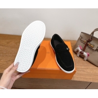 Perfect Hermes Like Loafers in Suede Black 2025 H082009 0820104