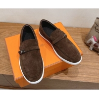 Charming Hermes Like Loafers in Suede Brown 2025 H082009 0820105