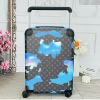 Top Quality Louis Vuitton Horizon 55 Rolling Suitcase Luggage Travel Bag in Printed Monogram Canvas 0926 Black/Blue 2025