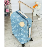 Best Price Louis Vuitton Horizon 55 Rolling Suitcase Luggage Travel Bag in Monogram Denim 0926 Light Blue 2025