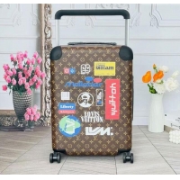 Famous Brand Louis Vuitton Horizon 55 Rolling Suitcase Luggage Travel Bag in Monogram Canvas with Vintage Hotel Labels V