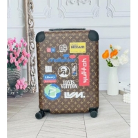 Famous Brand Louis Vuitton Horizon 55 Rolling Suitcase Luggage Travel Bag in Monogram Canvas with Vintage Hotel Labels V