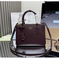Inexpensive Prada Galleria Saffiano Leather Medium Bag 1BA863 Dark Burgundy 2025