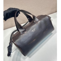 Buy Discount Prada Mens Small Nappa leather duffle bag 2VC046 Dark Brown 2025
