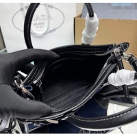 Discount Design Prada Bonnie small denim handbag 1BA486 Blue/Black 2025