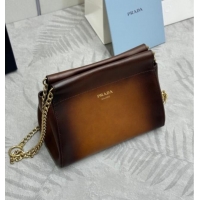 Top Grade Prada Enchaine mini suede bag 1BC263 Brown 2025