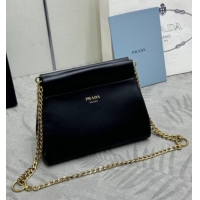 Famous Brand Prada Enchaine mini suede bag 1BC263 Black 2025