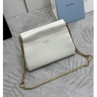 Luxury Discount Prada Enchaine mini suede bag 1BC263 White 2025