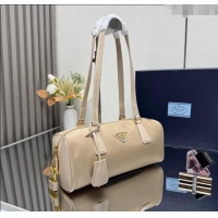 Best Price Prada Re-Nylon and leather medium top-handle bag with padlock 1BB127 Beige 2025