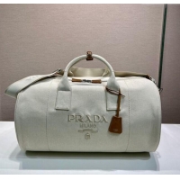 Trendy Design Prada Mens Canvas duffle bag 2VC051 White 2025
