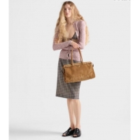 Grade Design Prada Bonnie large suede handbag 1BA433 Cinnamon Brown 2025