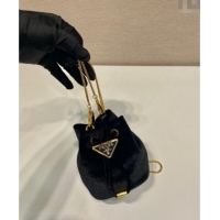 Grade Quality Prada Velvet mini pouch 1NR016 Black 2025