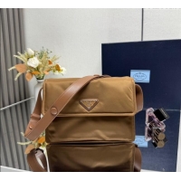 Unique Grade Prada Traveller small padded Re-Nylon shoulder bag 1BD313 Brandy Brown 2025