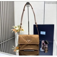 Unique Grade Prada Traveller small padded Re-Nylon shoulder bag 1BD313 Brandy Brown 2025