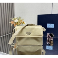 Well Crafted Prada Traveller small padded Re-Nylon shoulder bag 1BD313 Light Yellow 2025