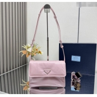 Luxury Cheap Prada Traveller small padded Re-Nylon shoulder bag 1BD313 Pink 2025