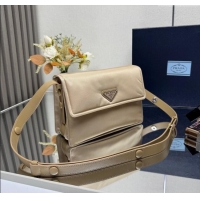 Good Looking Prada Traveller small padded Re-Nylon shoulder bag 1BD313 Beige 2025