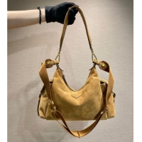 Grade Quality Prada Explore large suede shoulder bag 1BC264 Brown 2025