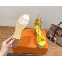 Best Price Hermes Elda Platform Wedge Sandals 8cm in Suede Yellow 2025 H082010 0820121