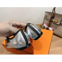 Best Product Hermes Lilia Ballet Flats in Calfskin with H Buckle Silver 0820122
