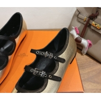 Luxurious Hermes Lilia Ballet Flats in Calfskin with H Buckle Gold 0820124