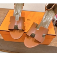 Unique Style Hermes Legend Wedge Sandals 7cm in Calfskin Leather Brown 0820126