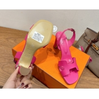 Trendy Design Hermes Eremite Heel Sandals 8cm in Grained Leather Dark Pink H02275 0820141