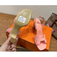 Best Price Hermes Eremite Heel Sandals 8cm in Grained Leather Light Pink H02275 0820147