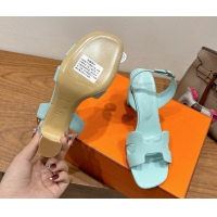 Low Price Hermes Eremite Heel Sandals 8cm in Grained Leather Pale Green H02275 0820153