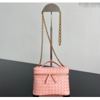 Best Price Bottega Veneta Small Soft Vanity Bag in Intrecciato Leather 843800 Rose Pink 2025