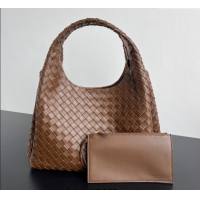 Affordable Price Bottega Veneta Large Campana Shoulder Bag in Intrecciato Leather 844250 Nocciola Brown 2025