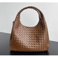 Affordable Price Bottega Veneta Large Campana Shoulder Bag in Intrecciato Leather 844250 Nocciola Brown 2025