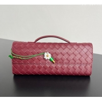 Original Cheap Bottega Veneta Andiamo Daisy Long Clutch Bag in Intrecciato Leather 836810 Barolo Red 2025