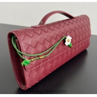 Original Cheap Bottega Veneta Andiamo Daisy Long Clutch Bag in Intrecciato Leather 836810 Barolo Red 2025