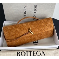 Original Cheap Bottega Veneta Long Clutch Bag Andiamo in Intrecciato Suede 741511 Amber Brown 2025