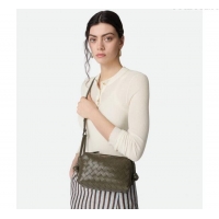 Buy Fashionable Bottega Veneta Small Loop Cross-Body Bag in Intrecciato Leather 796615 Cypress Green 2025