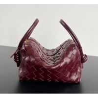 Top Design Bottega Veneta Small Loop Cross-Body Bag in Intrecciato Leather 796615 Barolo Red 2025